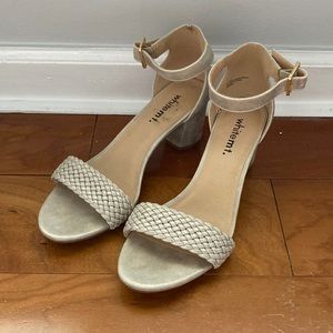 Silver, Ankle Strap Heels